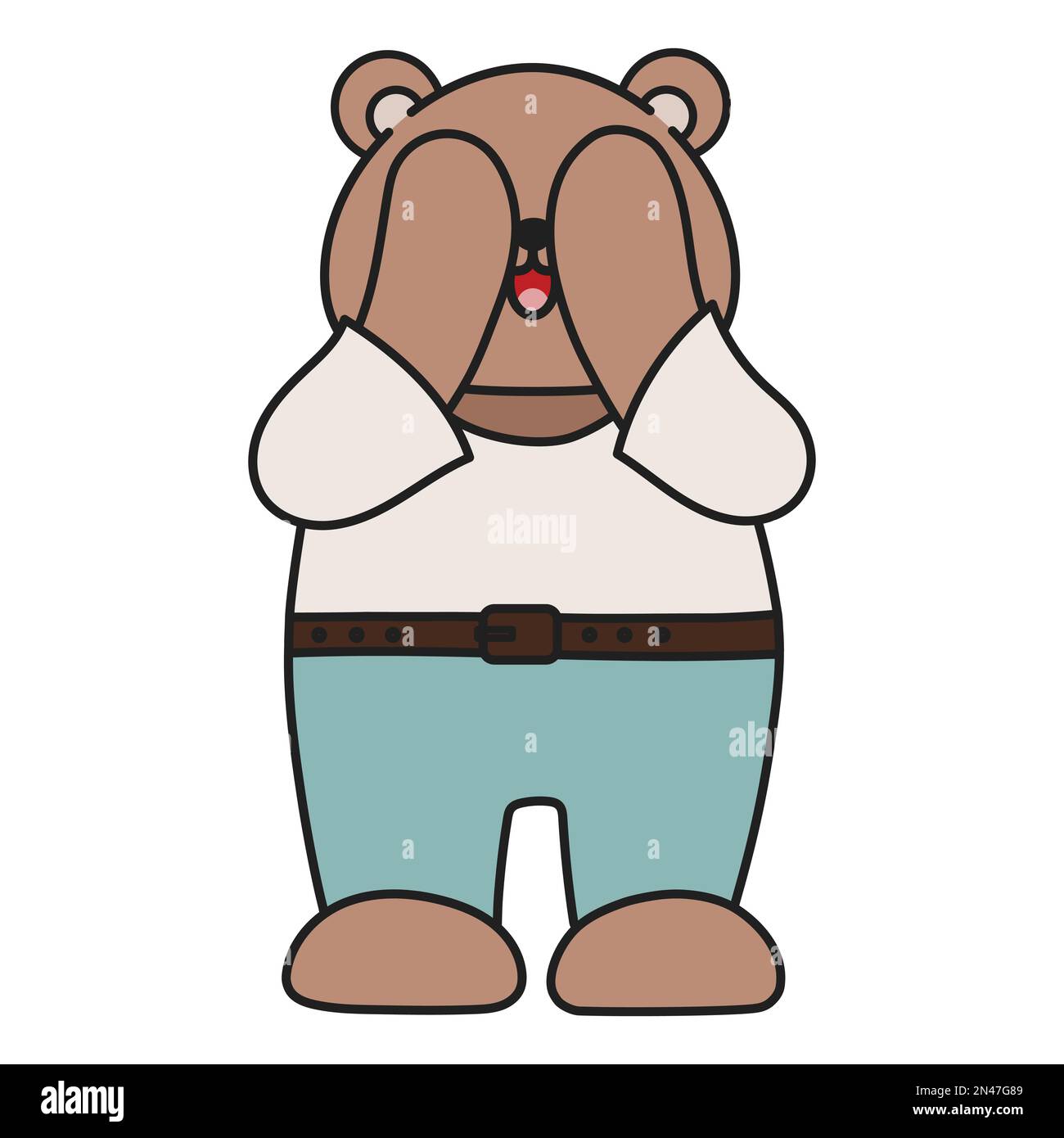 Cute cartoon bear is hiding. covers his eyes Stock Vector Image & Art