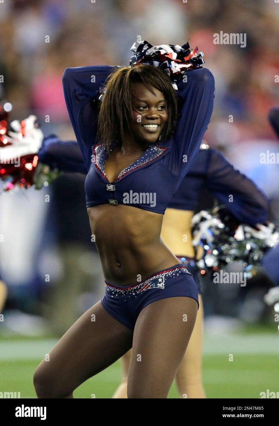 New England Patriots cheerleaders in the first half of an NFL