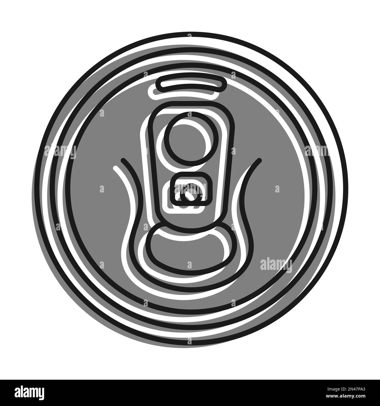 Linear filled with gray color icon, Aluminum Soda Can Top View. Metal