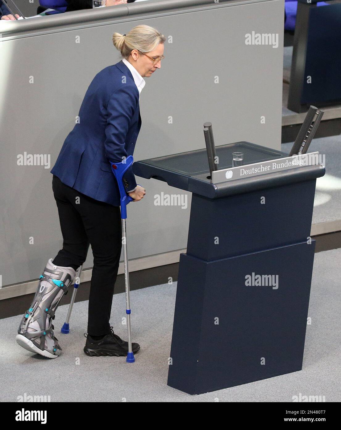 Berlin, Germany. 08th Feb, 2023. Alice Weidel, leader of the AfD, walks
