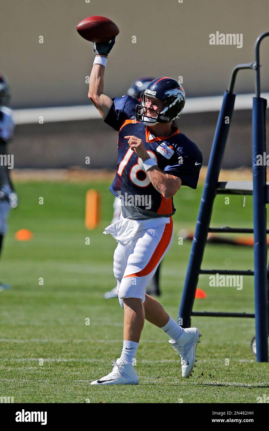 Denver Broncos quarterback Peyton Manning throws during a joint ...
