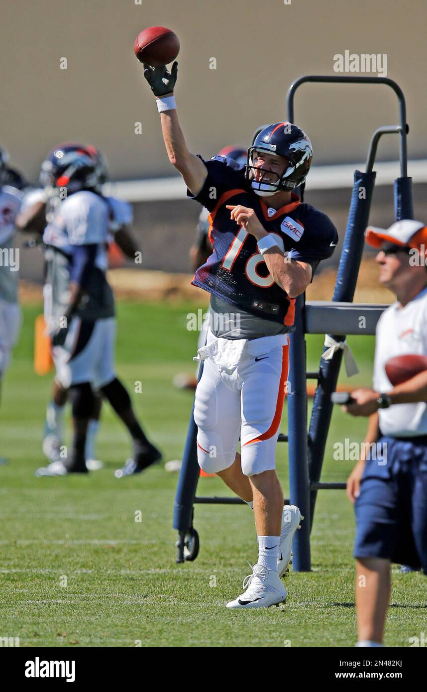 Denver Broncos quarterback Peyton Manning throws during a joint ...
