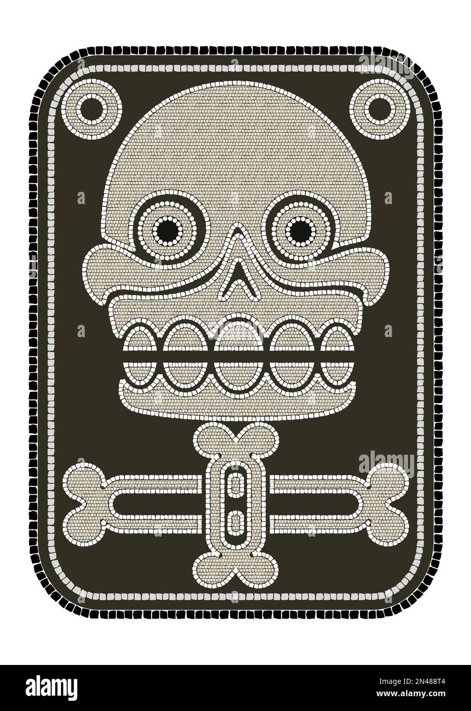 Aztec stamp with skull Stock Photo