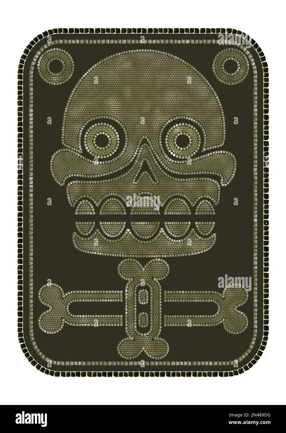 Illustration of the Aztec stamp with skull Stock Photo