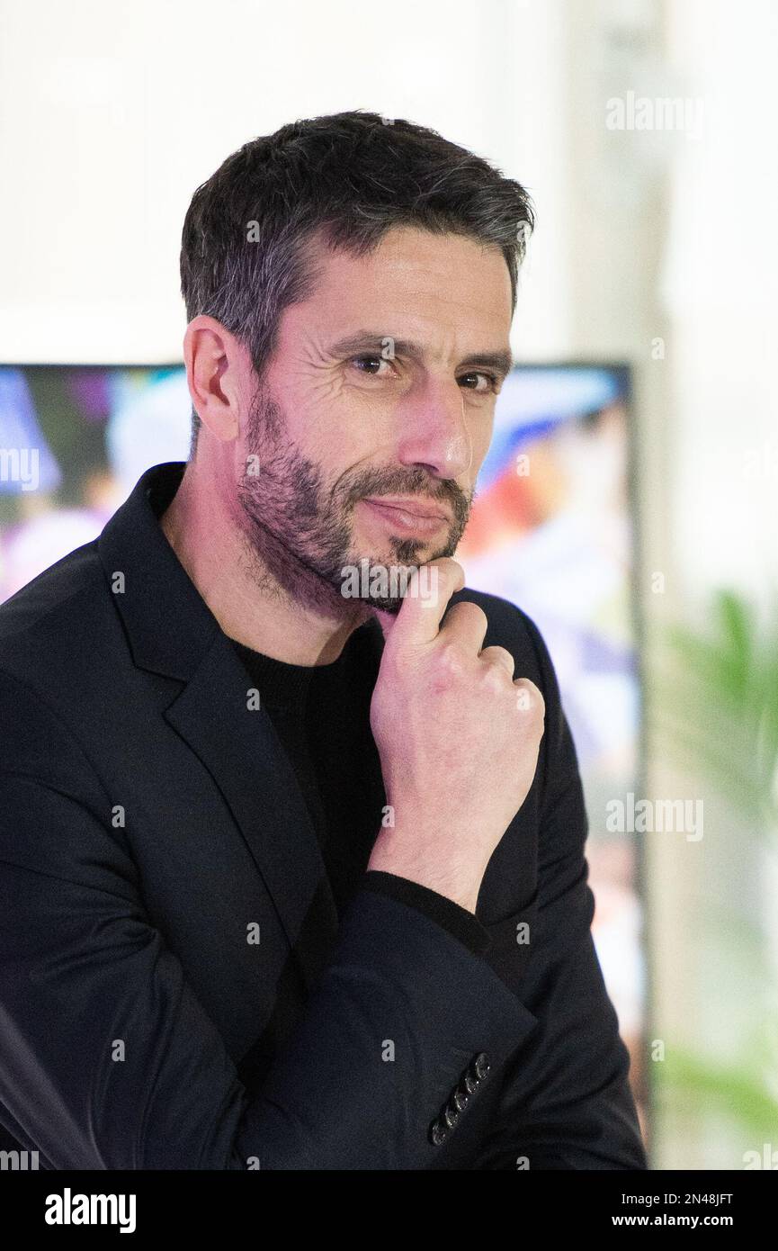 SaintDenis, France, February 08, 2023, Tony Estanguet presenting pictograms for the Paris 2024
