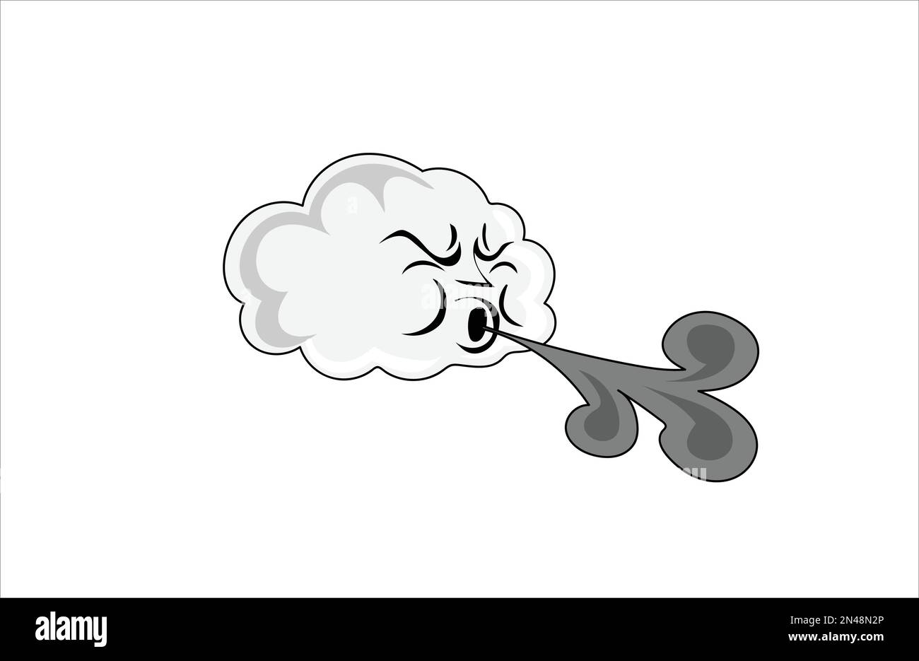 Windy day cloud blowing vector illustration Stock Vector