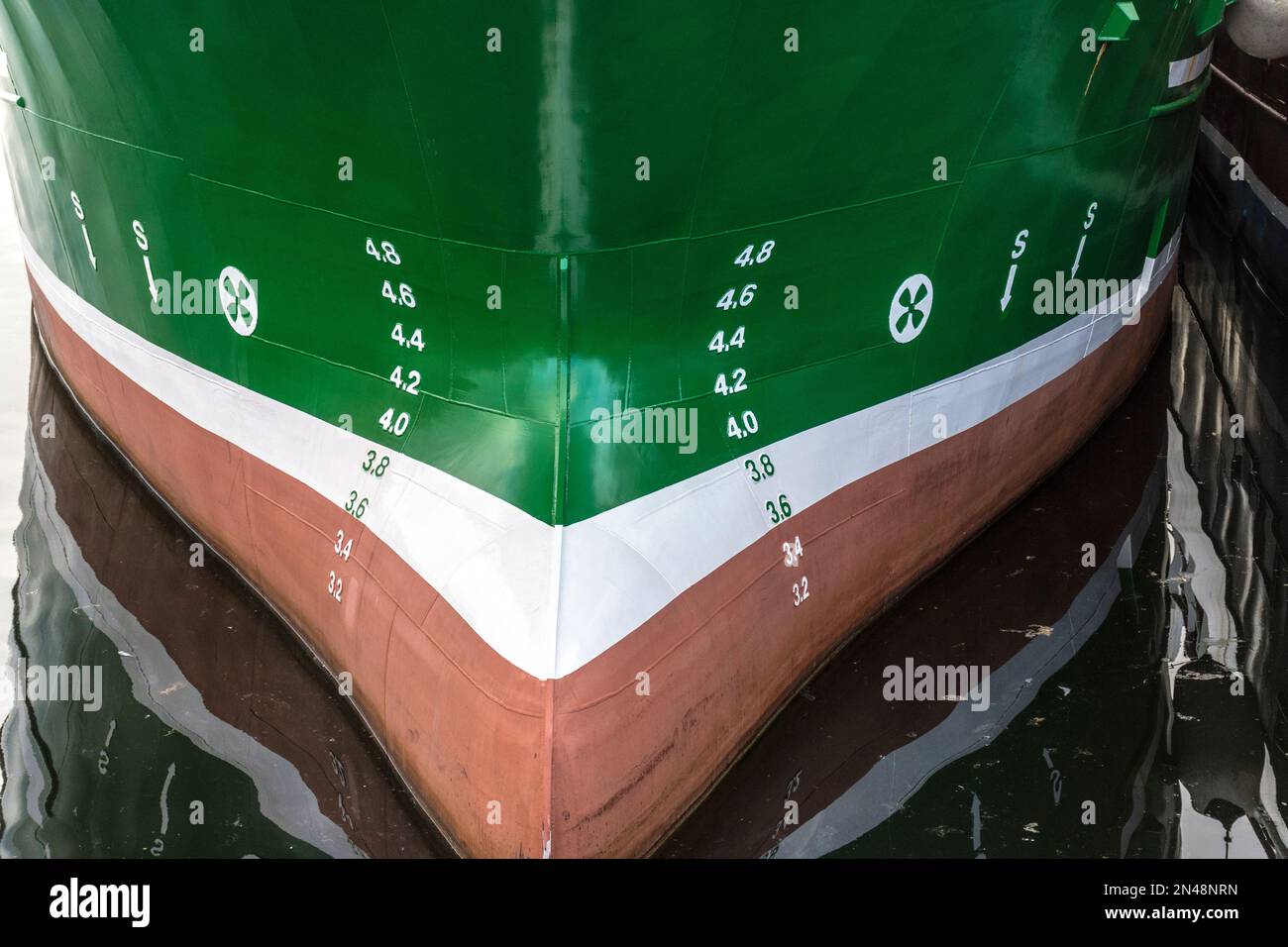 Bow of fishing trawler showing load lines. Killybegs fishing port