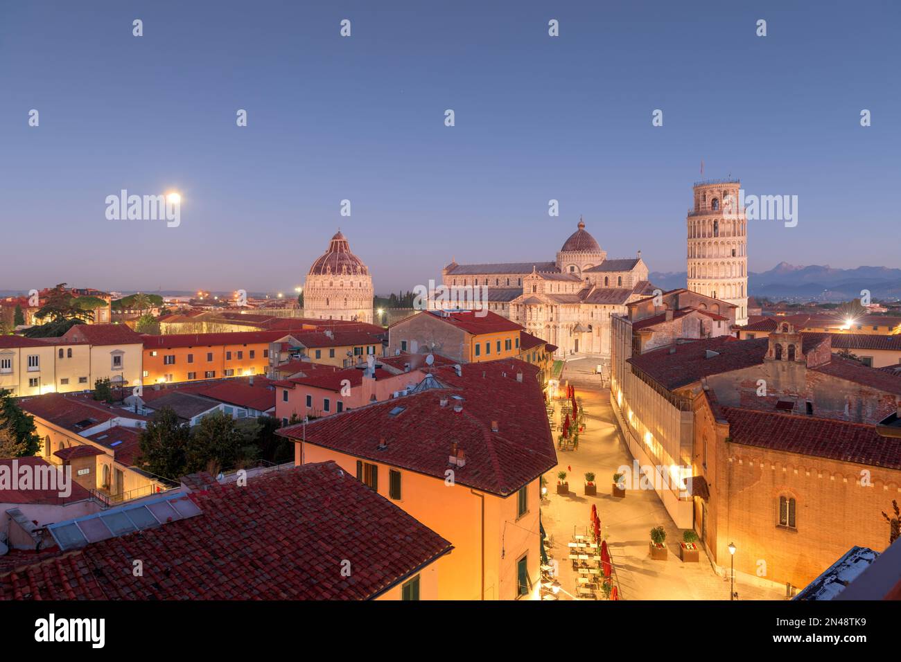 Pisa, Italy townscape view at night. Stock Photo