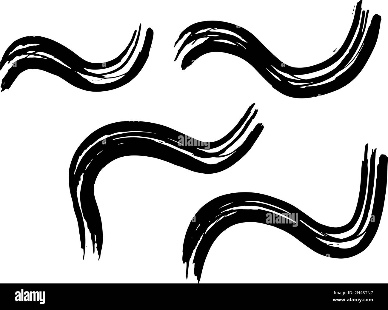 Grunge Dry Brush Waves. Freehand Ink Brushes Stock Vector Image & Art ...