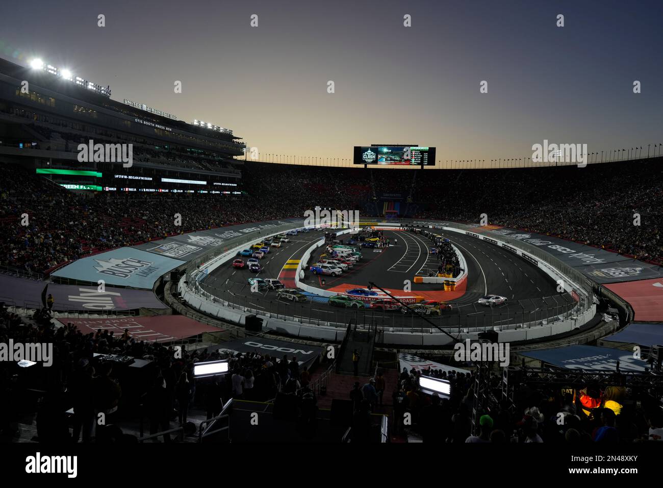 Los Angeles Memorial Coliseum plays host to the NASCAR Cup Series for the the Busch Light Clash at The Coliseum in Los Angeles, CA, USA. Stock Photo