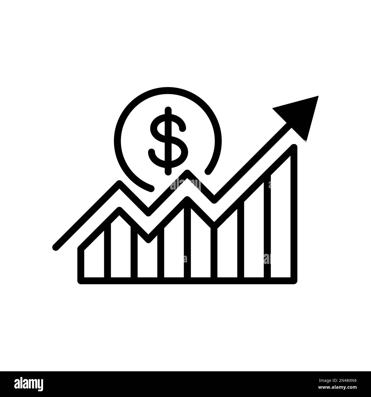Concept of economic growth or dollar appreciation. Business graph