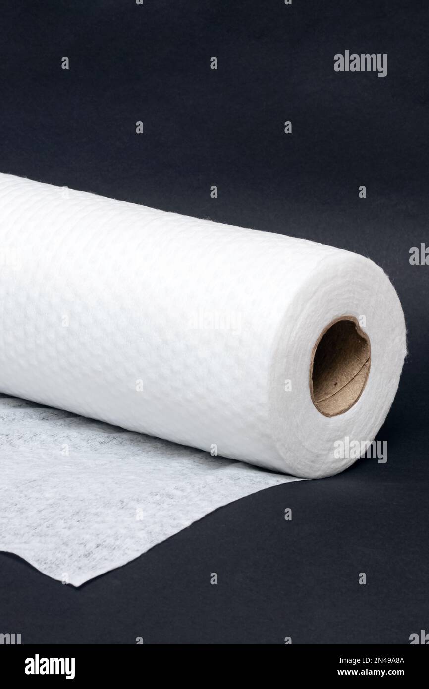 Roll of fabric napkins on a black background close up Stock Photo Alamy