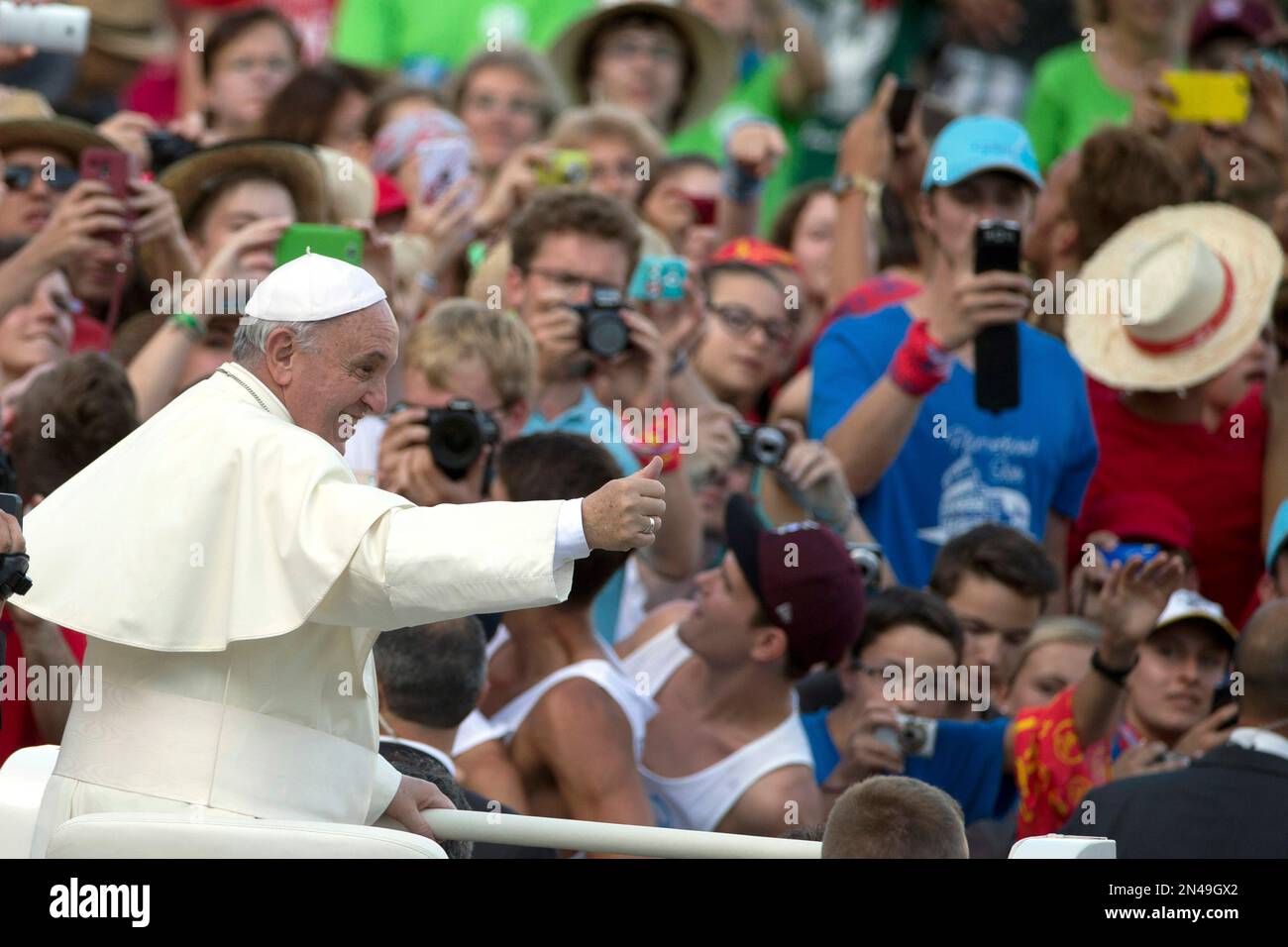 FILE - In this Tuesday, Aug. 5, 2014 file photo Pope Francis gives the ...