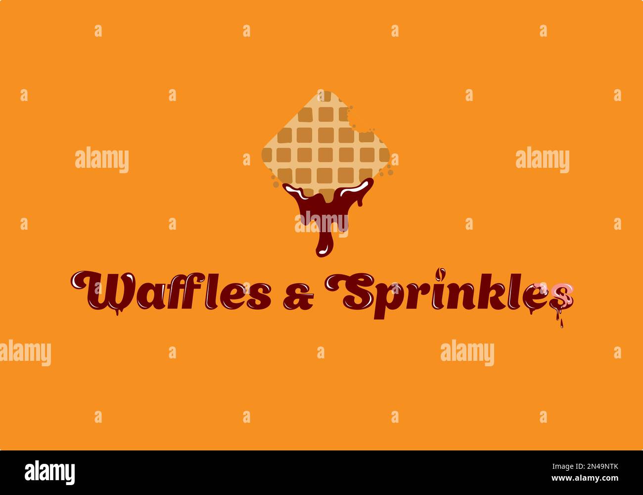 Waffles and Sprinkles logo. Tasty Belgian Waffle logo design. Vector