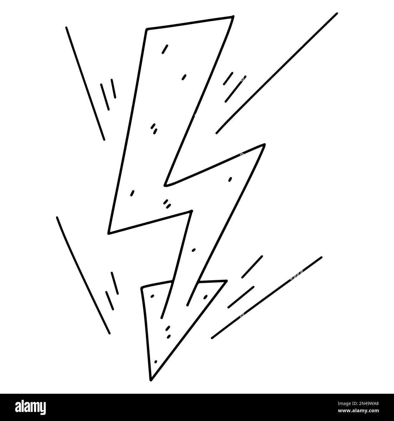High voltage symbol. Lightning sign in hand drawn doodle style. Vector Illustration Isolated on white background. Coloring page Stock Vector