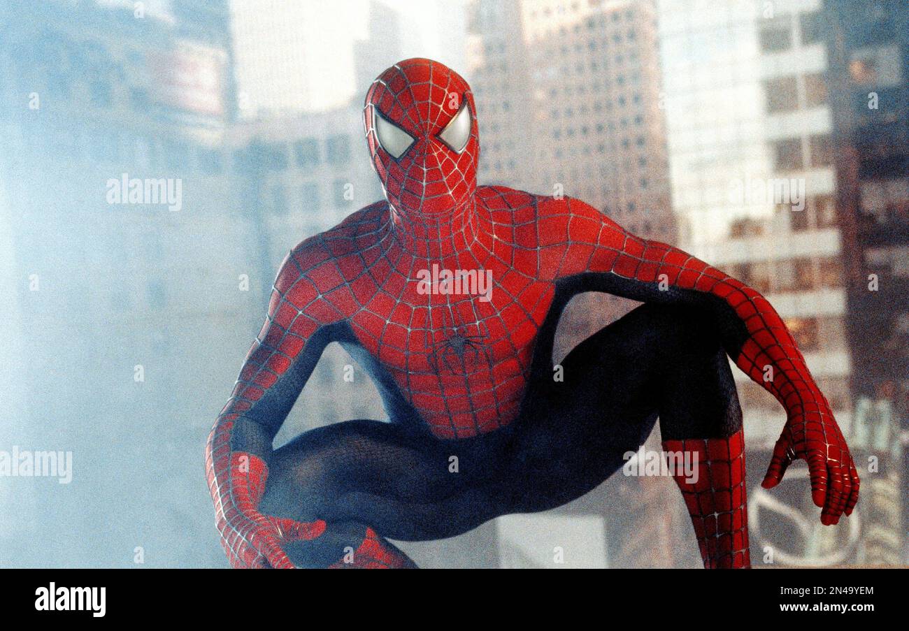 Spider Man Spiderman Tobey Maguire Director Sam Raimi June 2002 FP Spider Man Spiderman Tobey Maguire Director Sam Raimi June 2002 FP