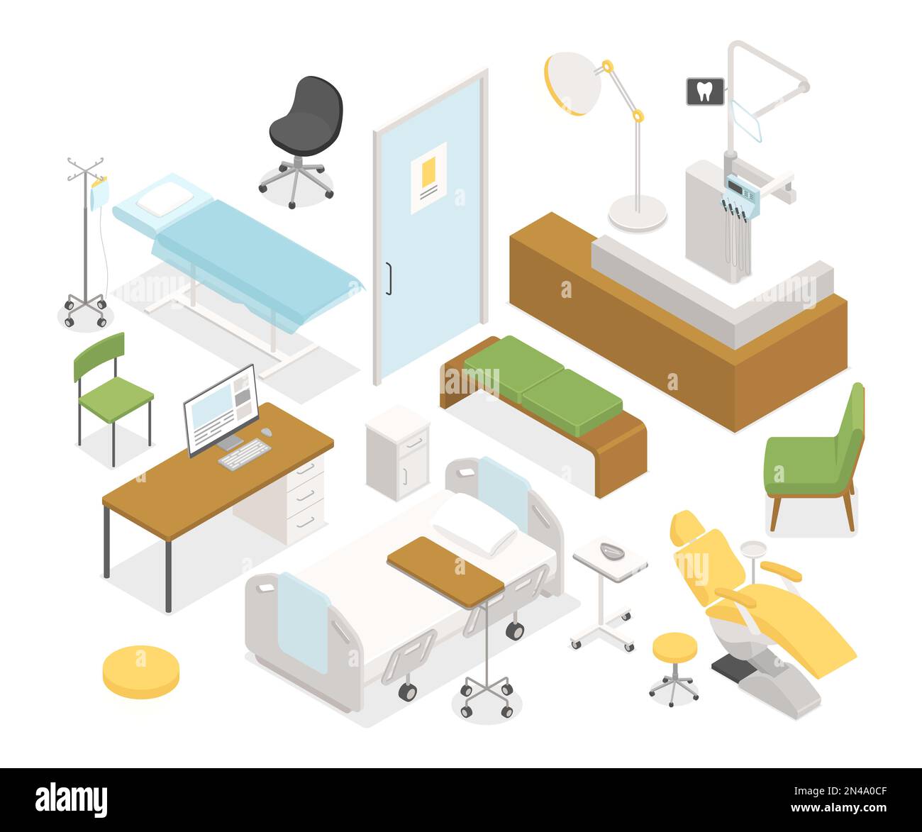 Medical clinic - modern vector colorful isometric object set Stock Vector