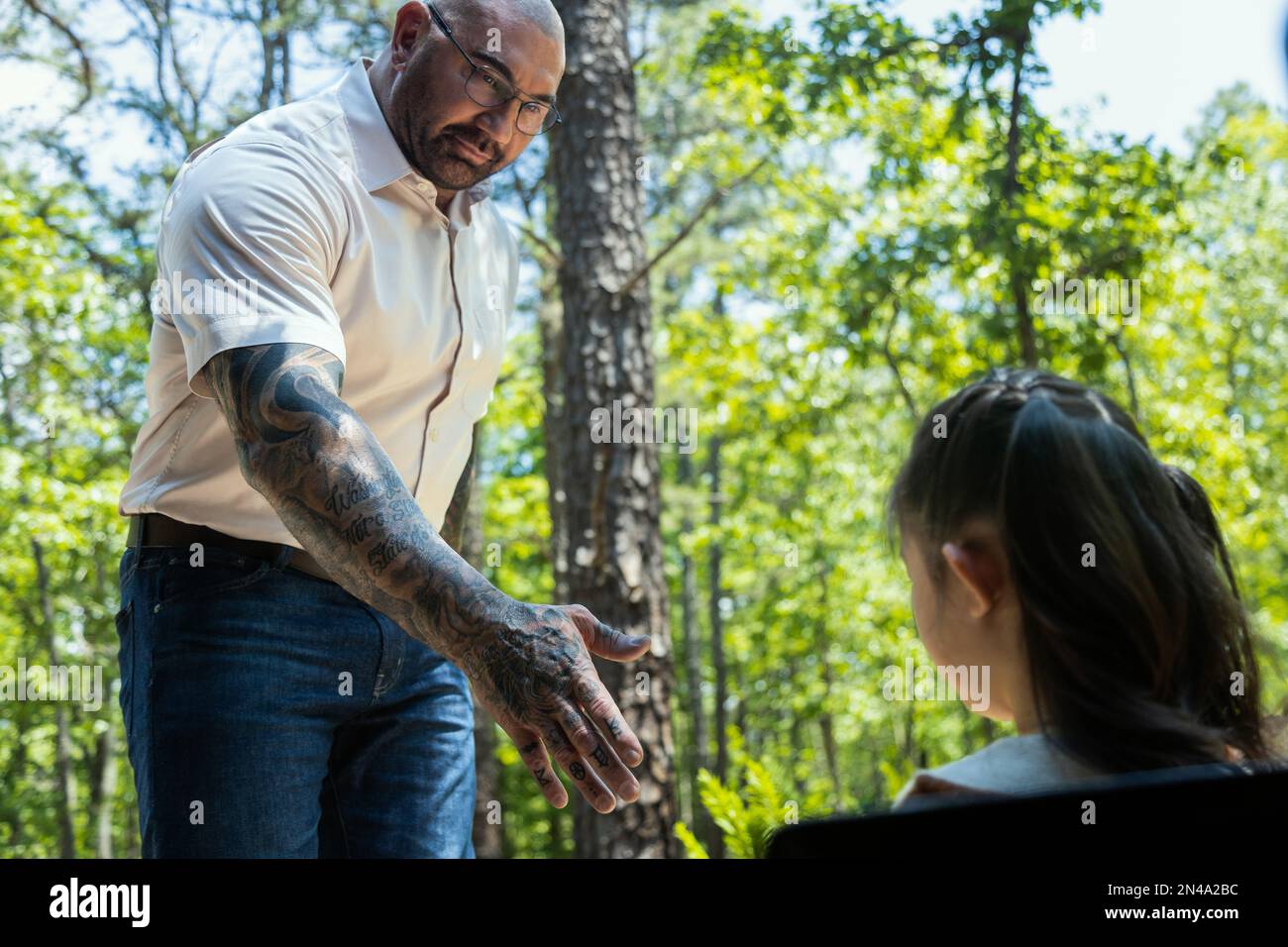 Knock at the Cabin  Dave Bautista Stock Photo
