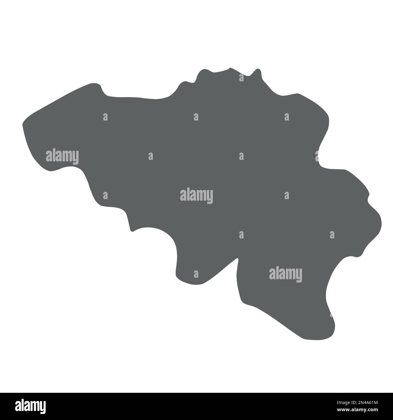 Belgium - smooth grey silhouette map of country area. Simple flat ...