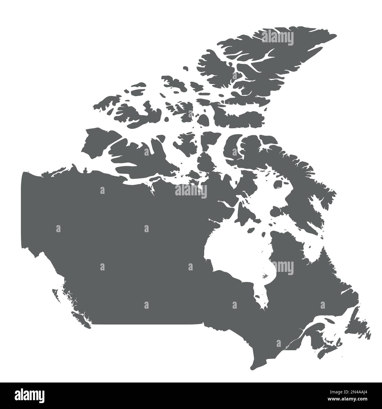 Canada - smooth grey silhouette map of country area. Simple flat vector ...