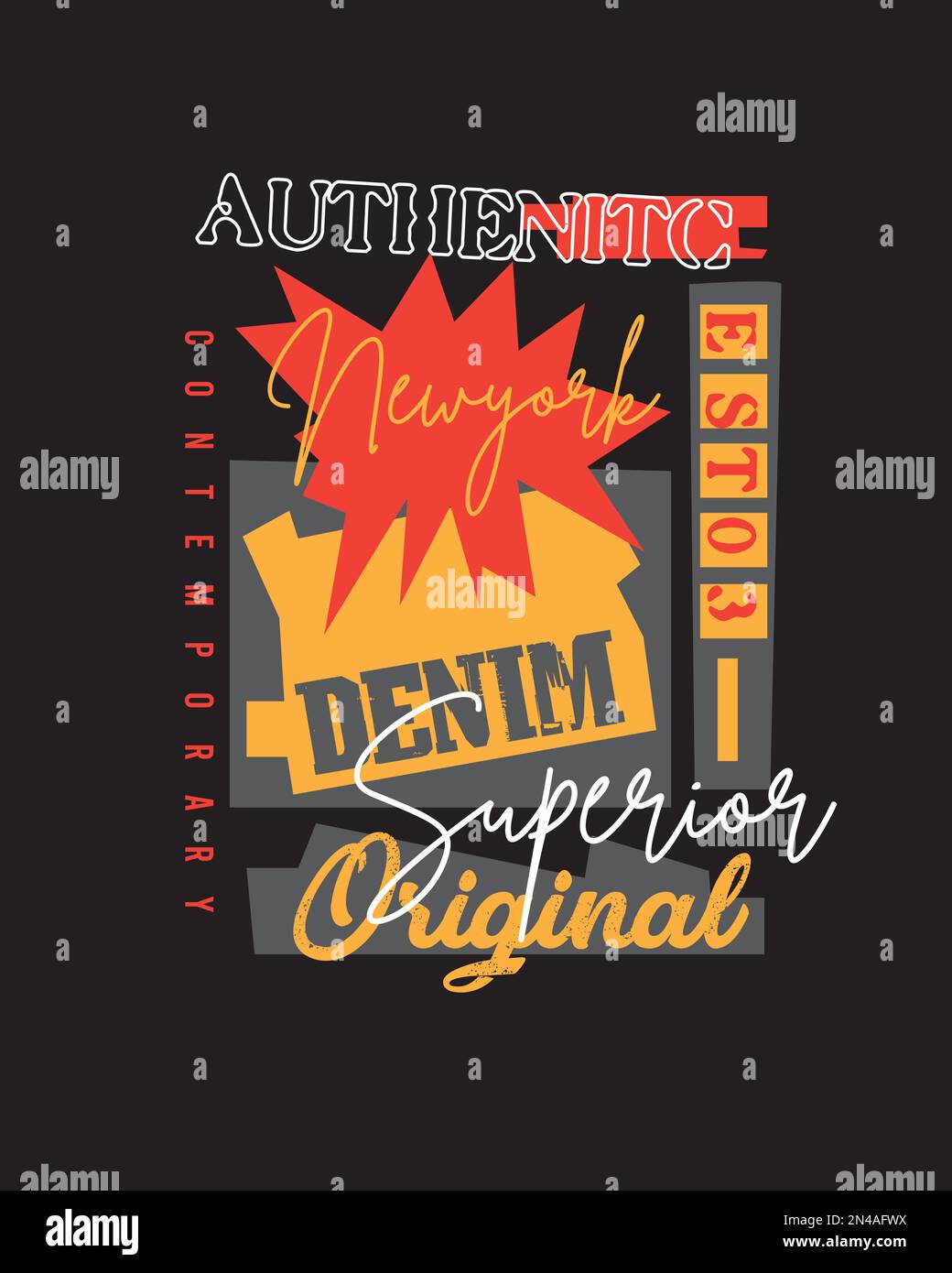 Authentic Denim Superior New Typography poster urban original branding graphics design vector for t shirt print Stock Vector