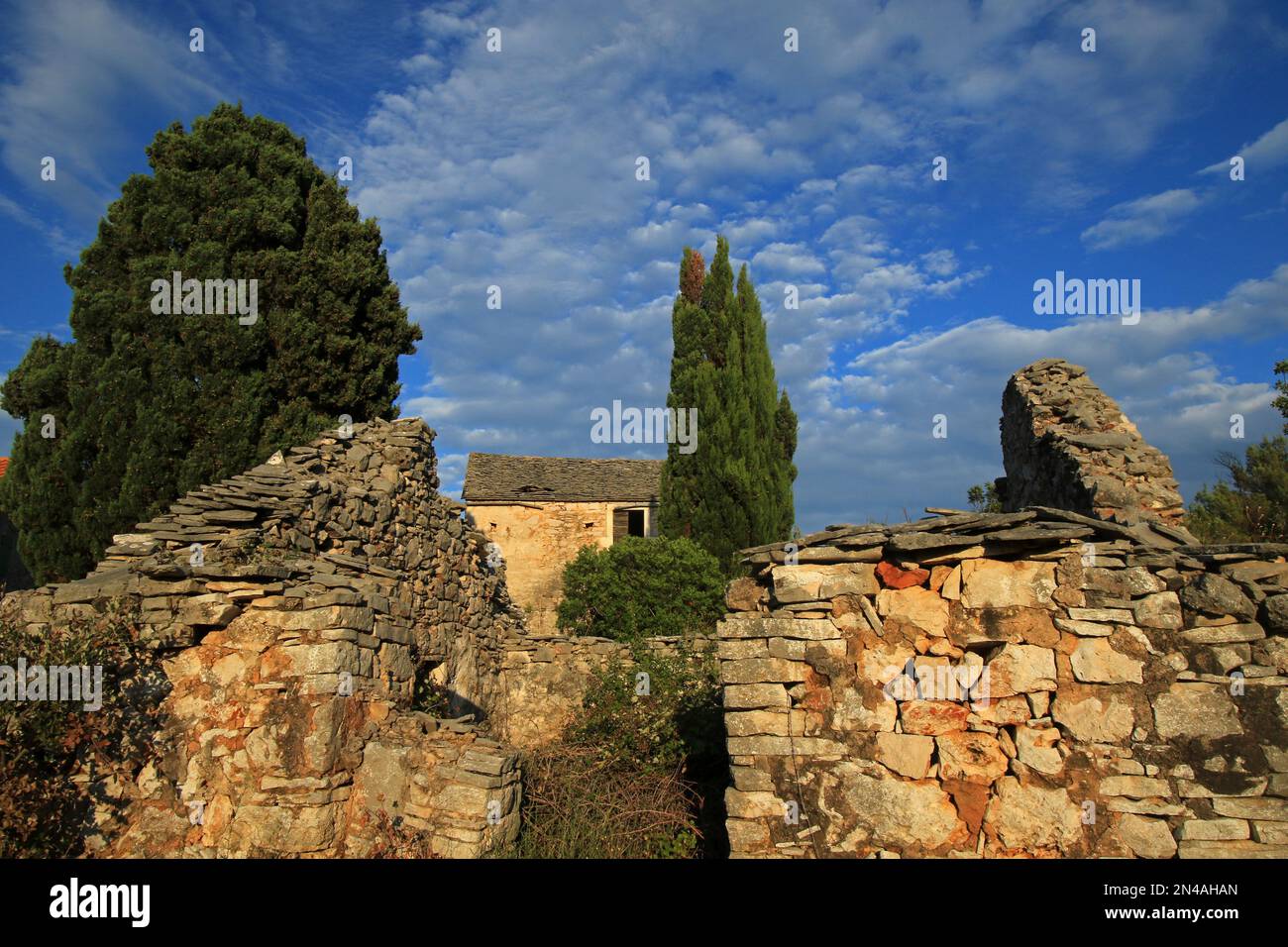 Humac, ghost village, abandoned village on Hvar island, Croatia Stock ...