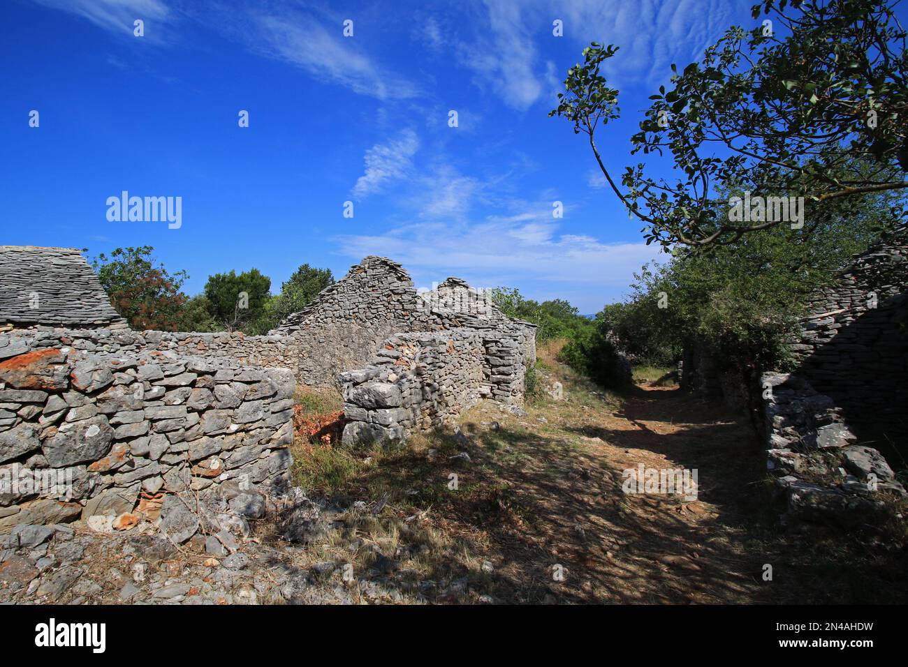 Humac, ghost village, abandoned village on Hvar island, Croatia Stock ...