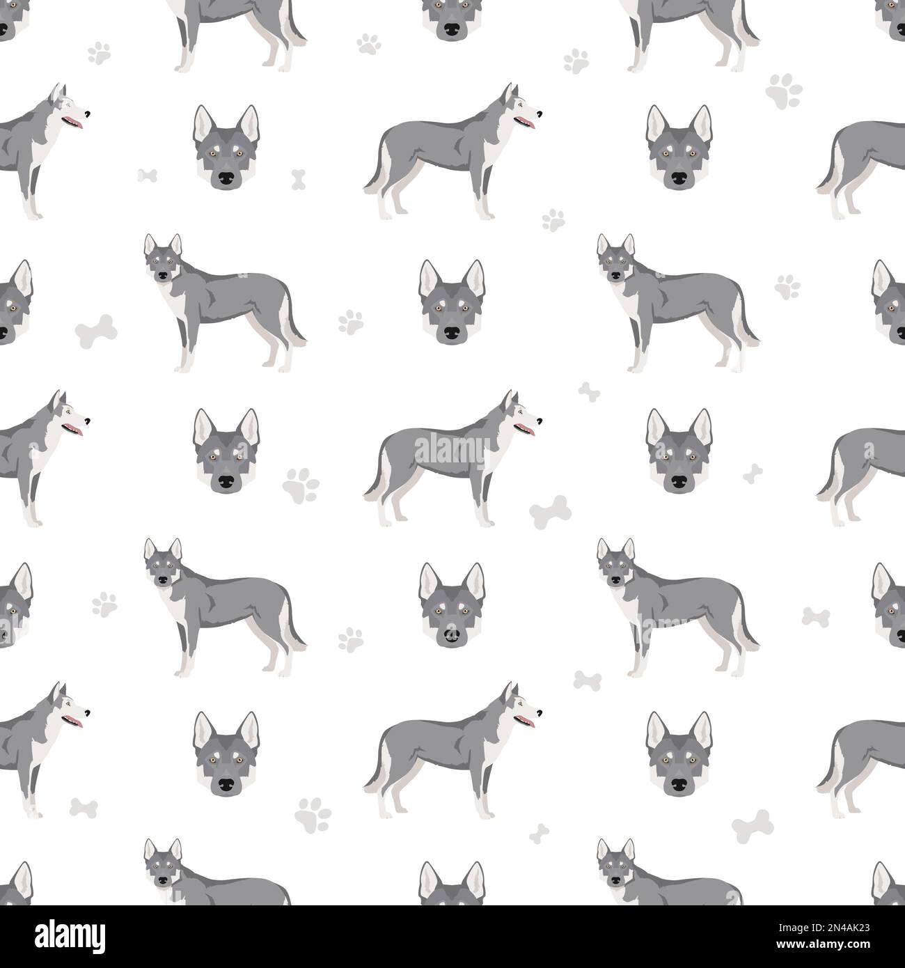 Czechoslovakian wolfdog seamless pattern.  Vector illustration Stock Vector