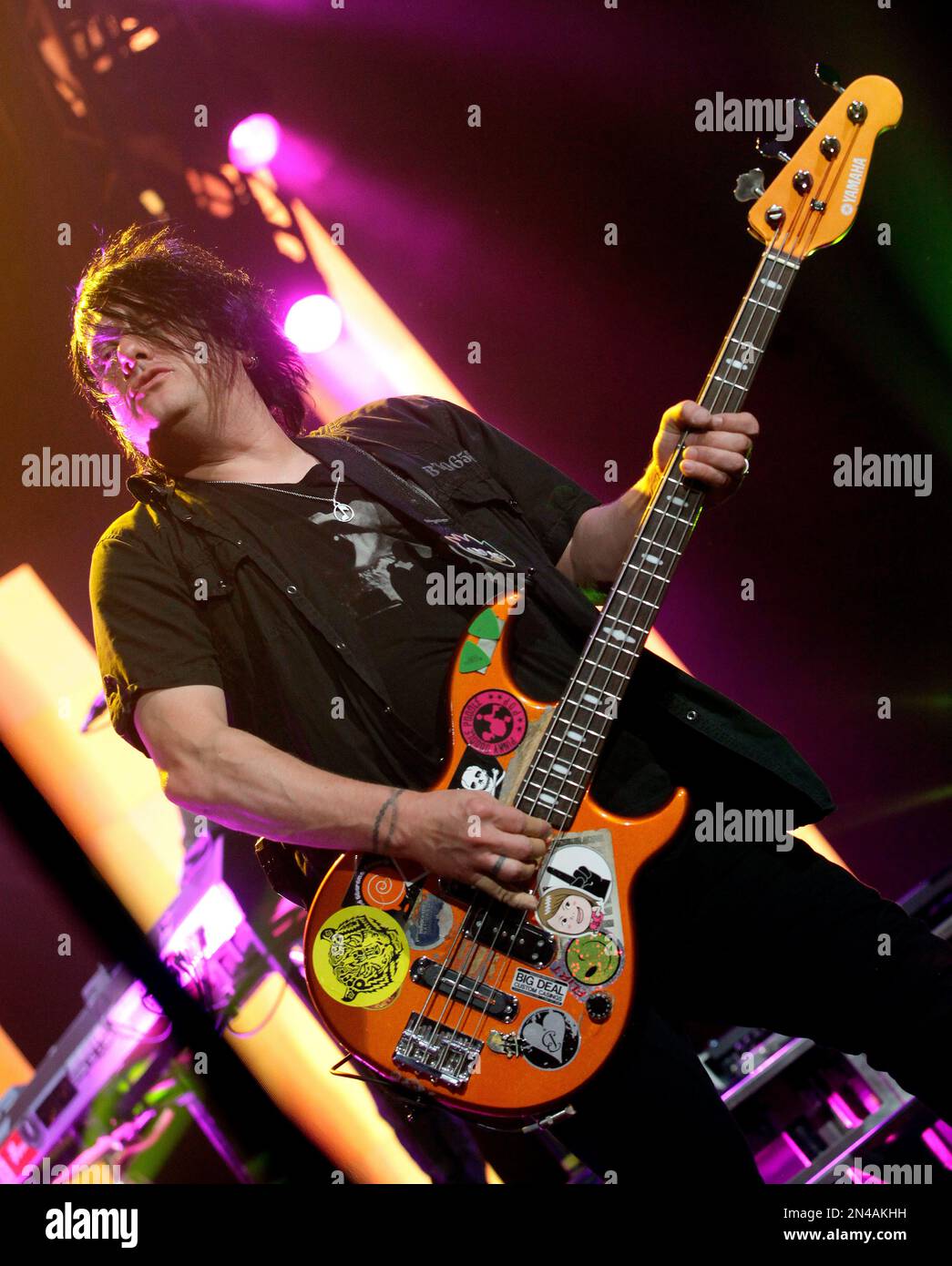 Robby Takac of the Goo Goo Dolls performs, Sunday, Aug. 3, 2014, in