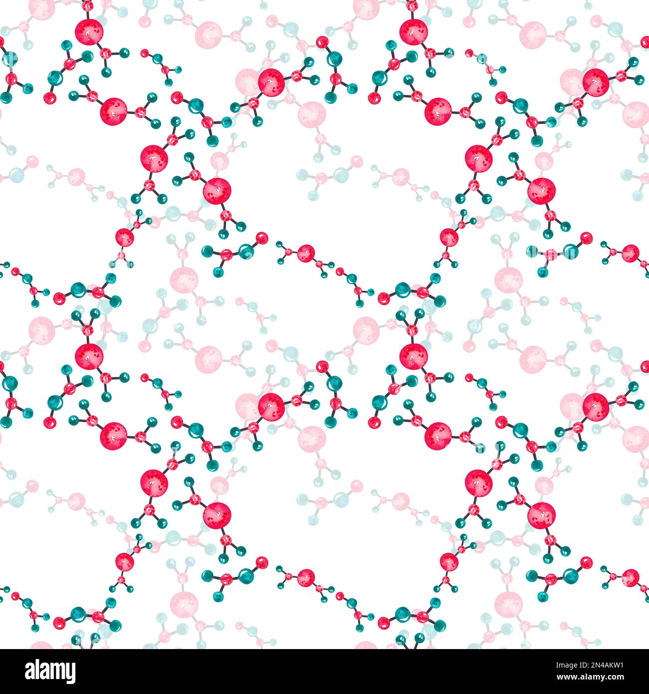 Watercolor pattern with chemical molecules on a white background for ...