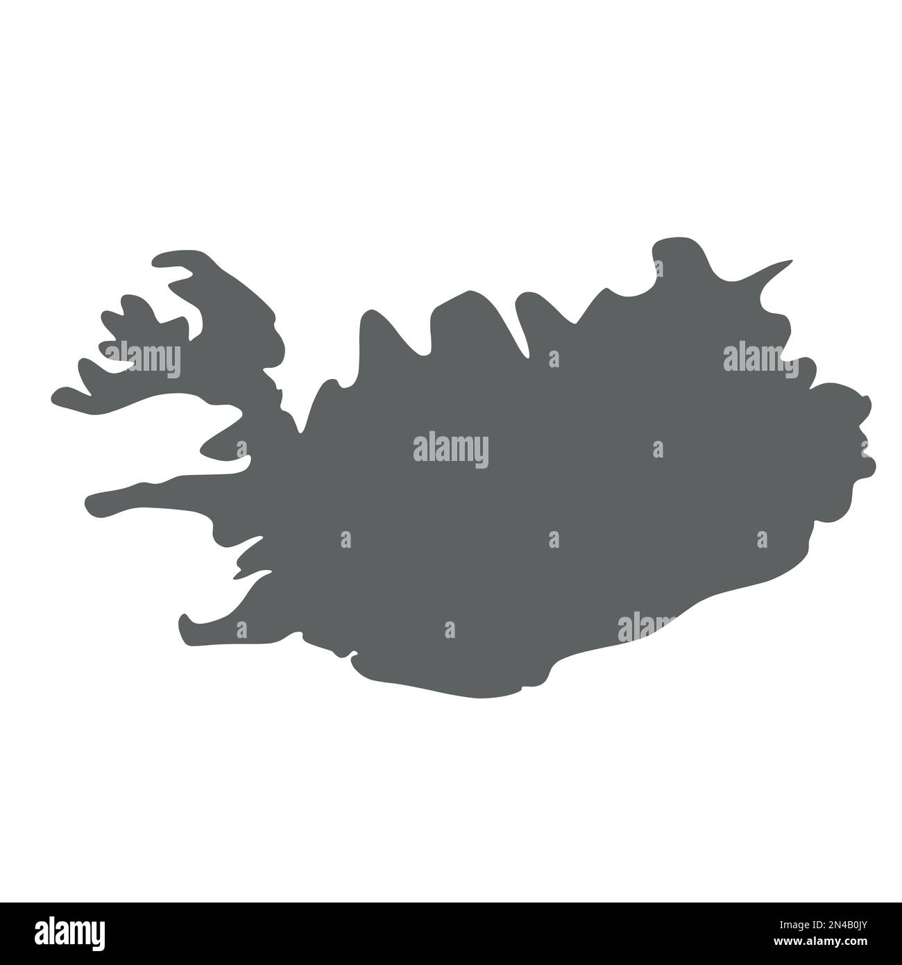 Iceland - smooth grey silhouette map of country area. Simple flat ...