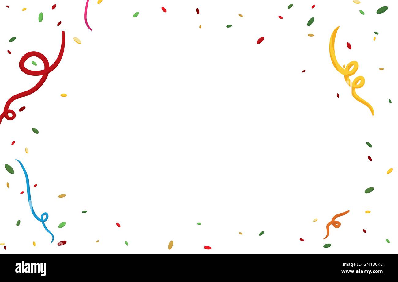 Template with colorful streamers and confetti shower and blank space