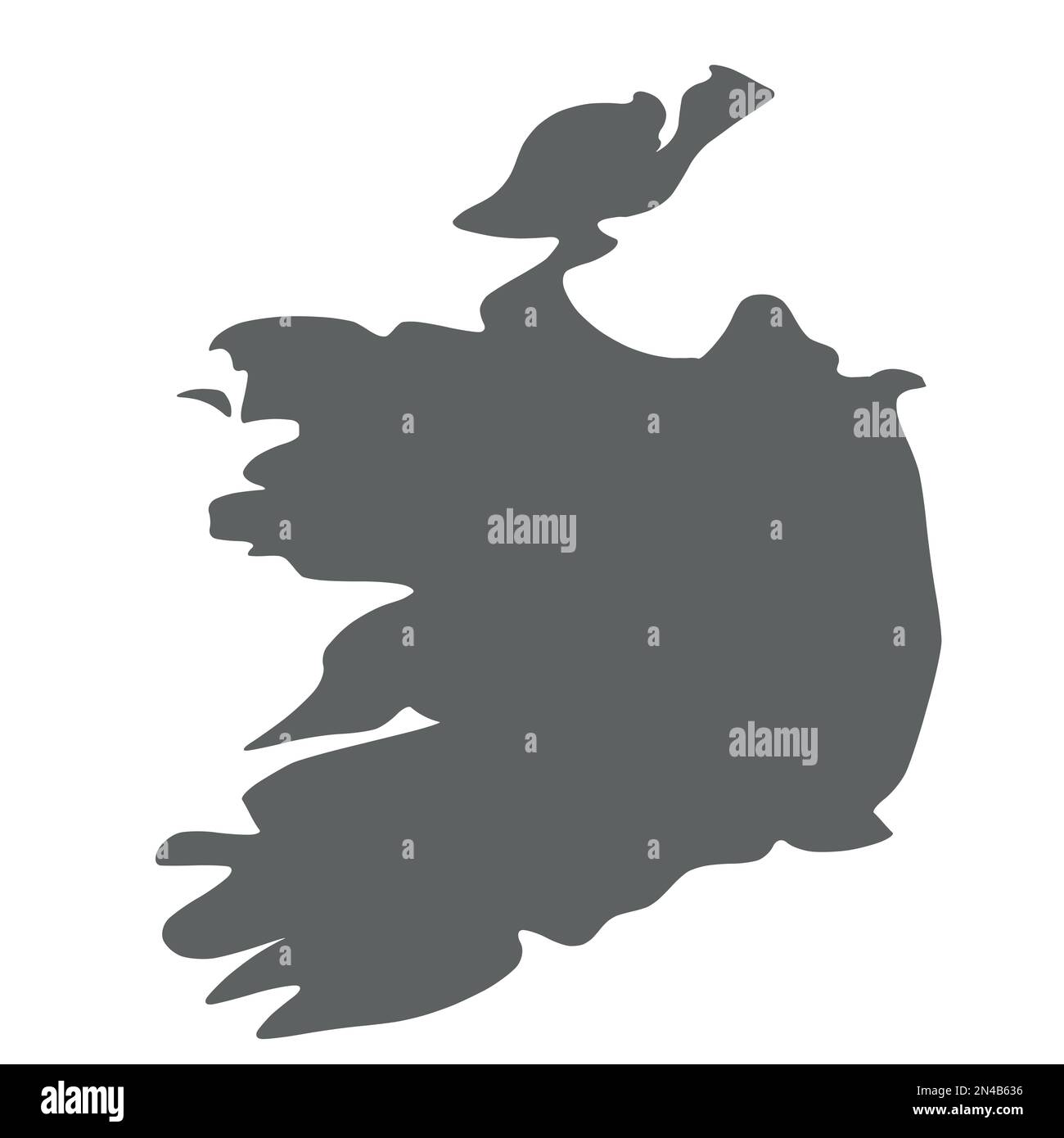 Ireland - smooth grey silhouette map of country area. Simple flat ...