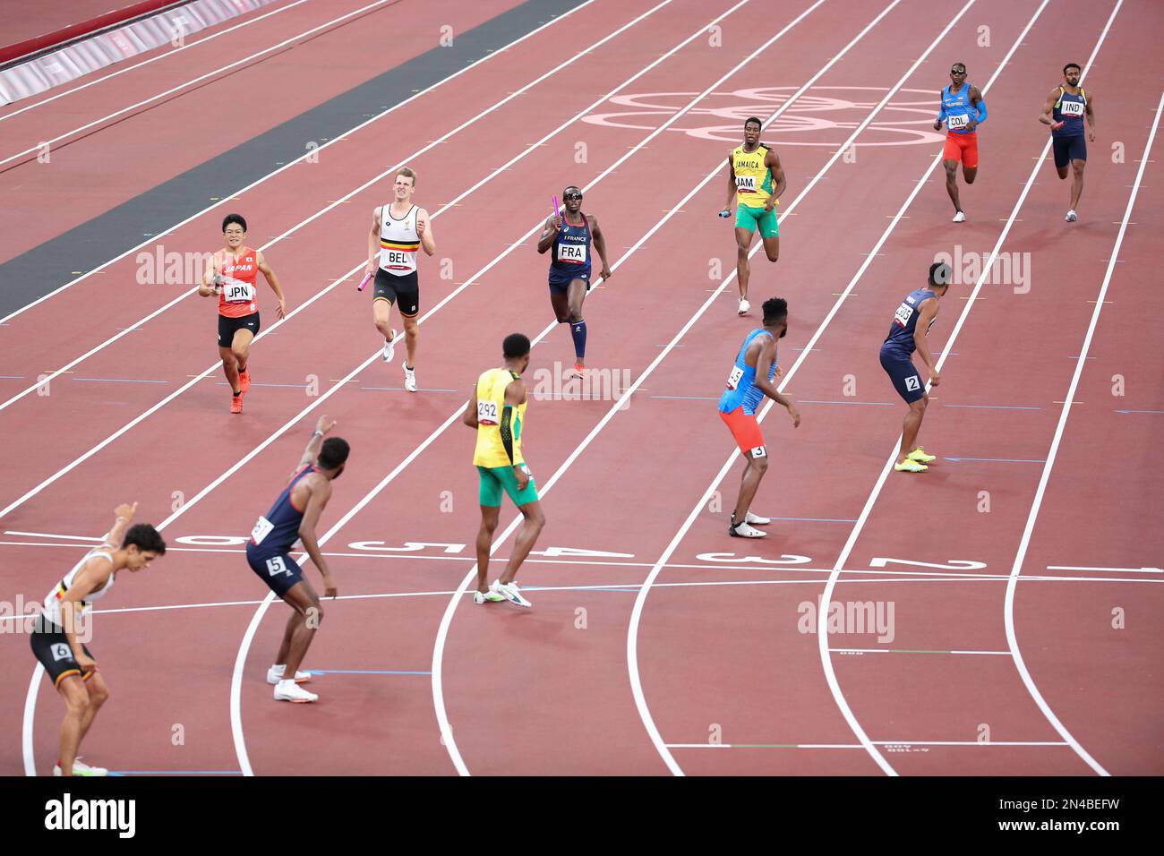 AUG 06, 2021 Tokyo, Japan Athletics Men's 4 x 400 Relay Round 1 Heat
