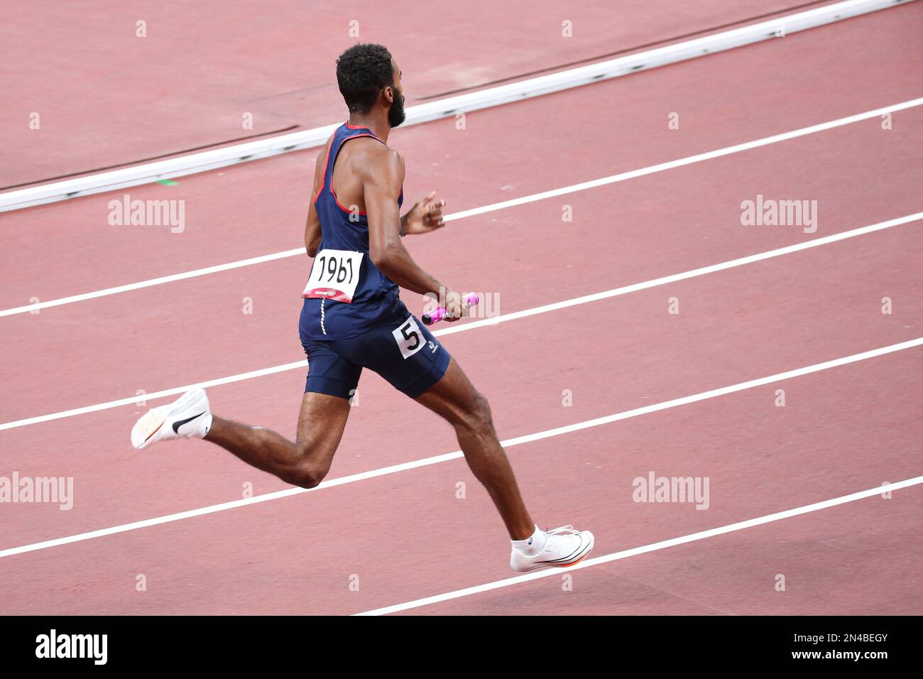 AUG 06, 2021 - Tokyo, Japan: Muhammad Abdallah Kounta of France in the Athletics Men's 4 x 400 Relay Round 1 at the Tokyo 2020 Olympic Games (Photo: M Stock Photo