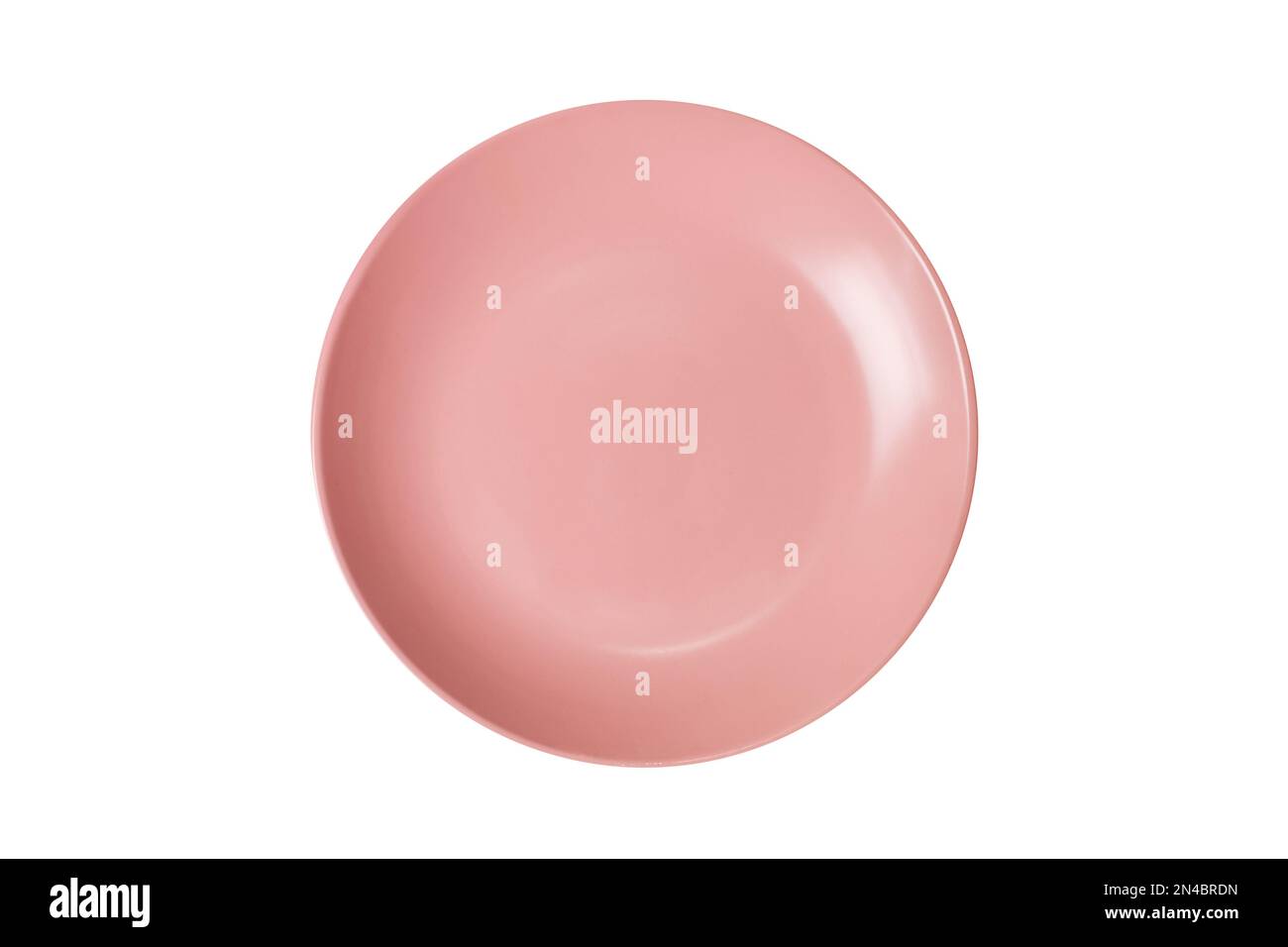 Pink plate on a white background. View from above. Concept. isolated ...