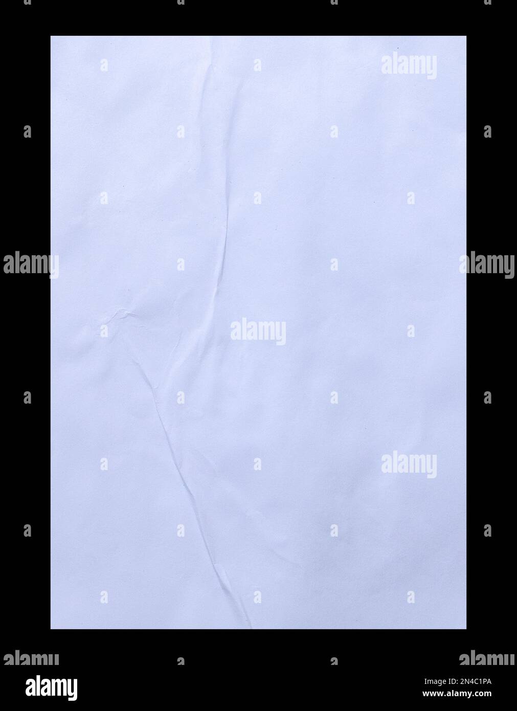 Blank white crumpled and creased paper poster texture isolated on