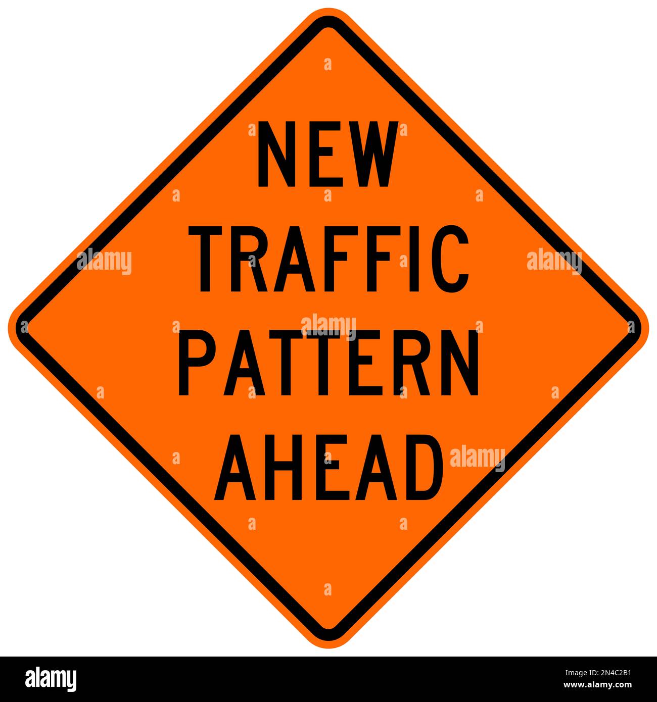 New traffic pattern ahead warning sign Stock Photo