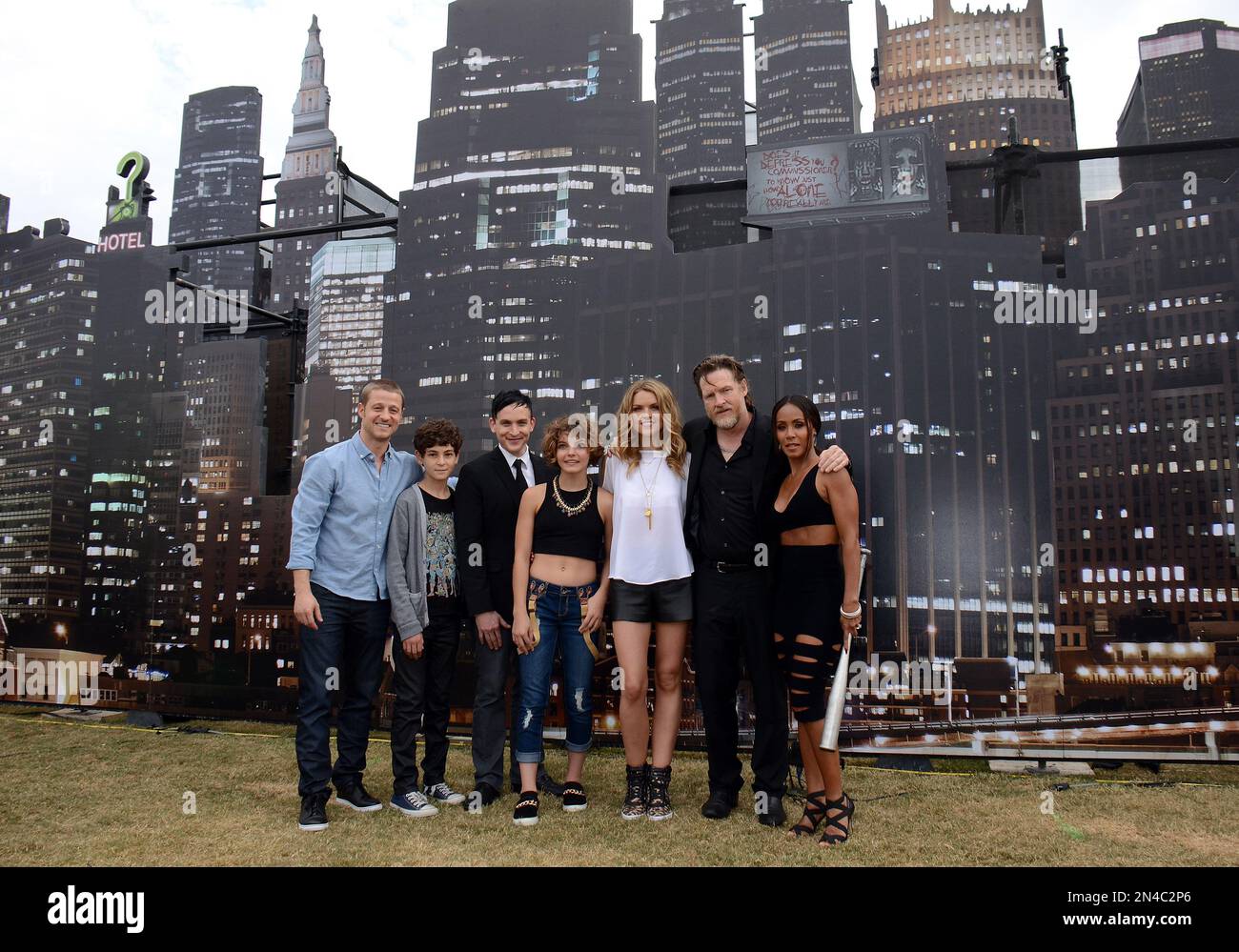 Benjamin McKenzie, from left, David Mazouz, Robin Taylor, Camren
