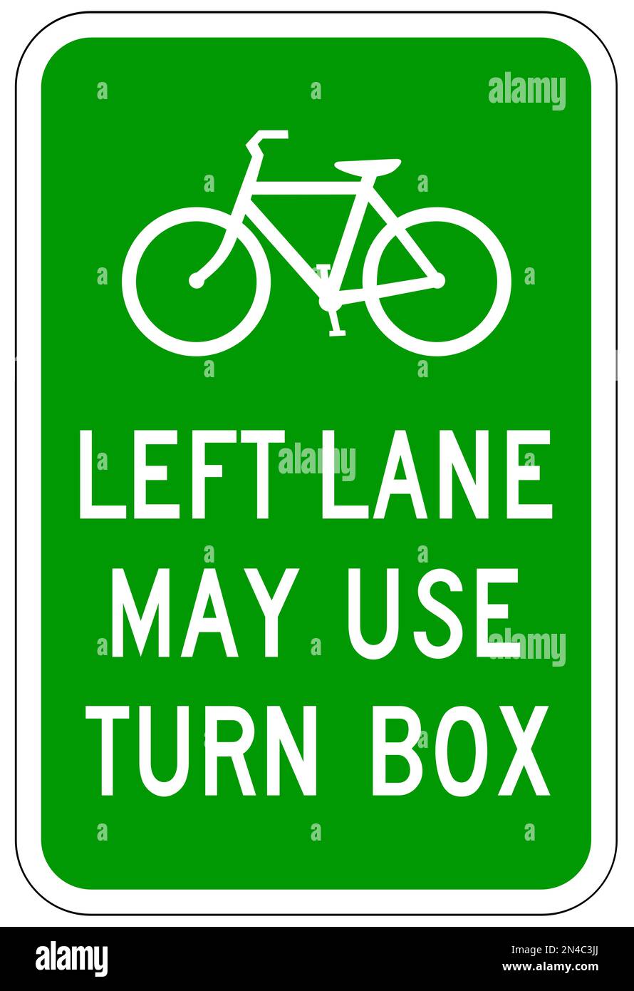 Left lane may use turn box sign Stock Photo