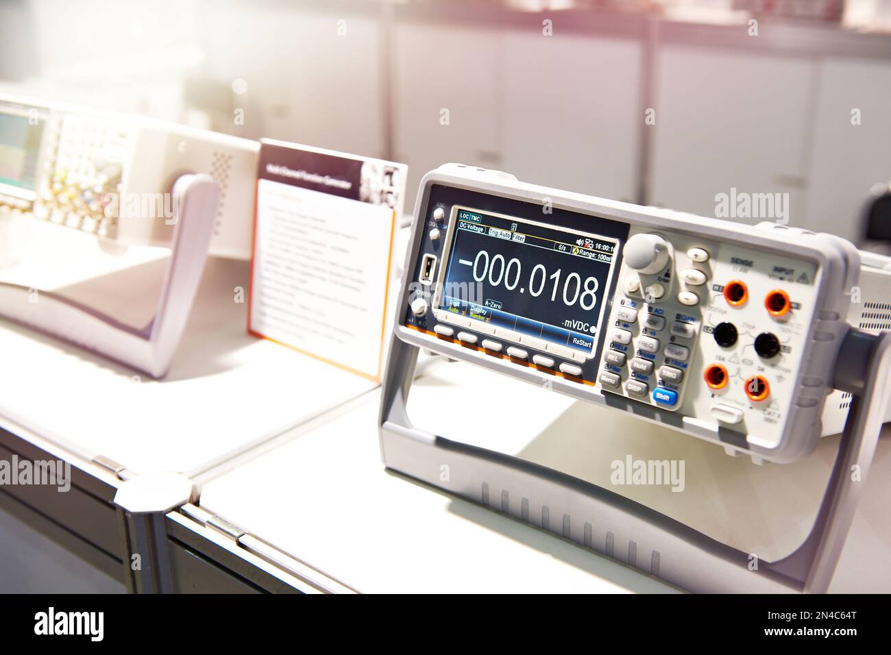 Universal portable desktop voltmeter in store Stock Photo