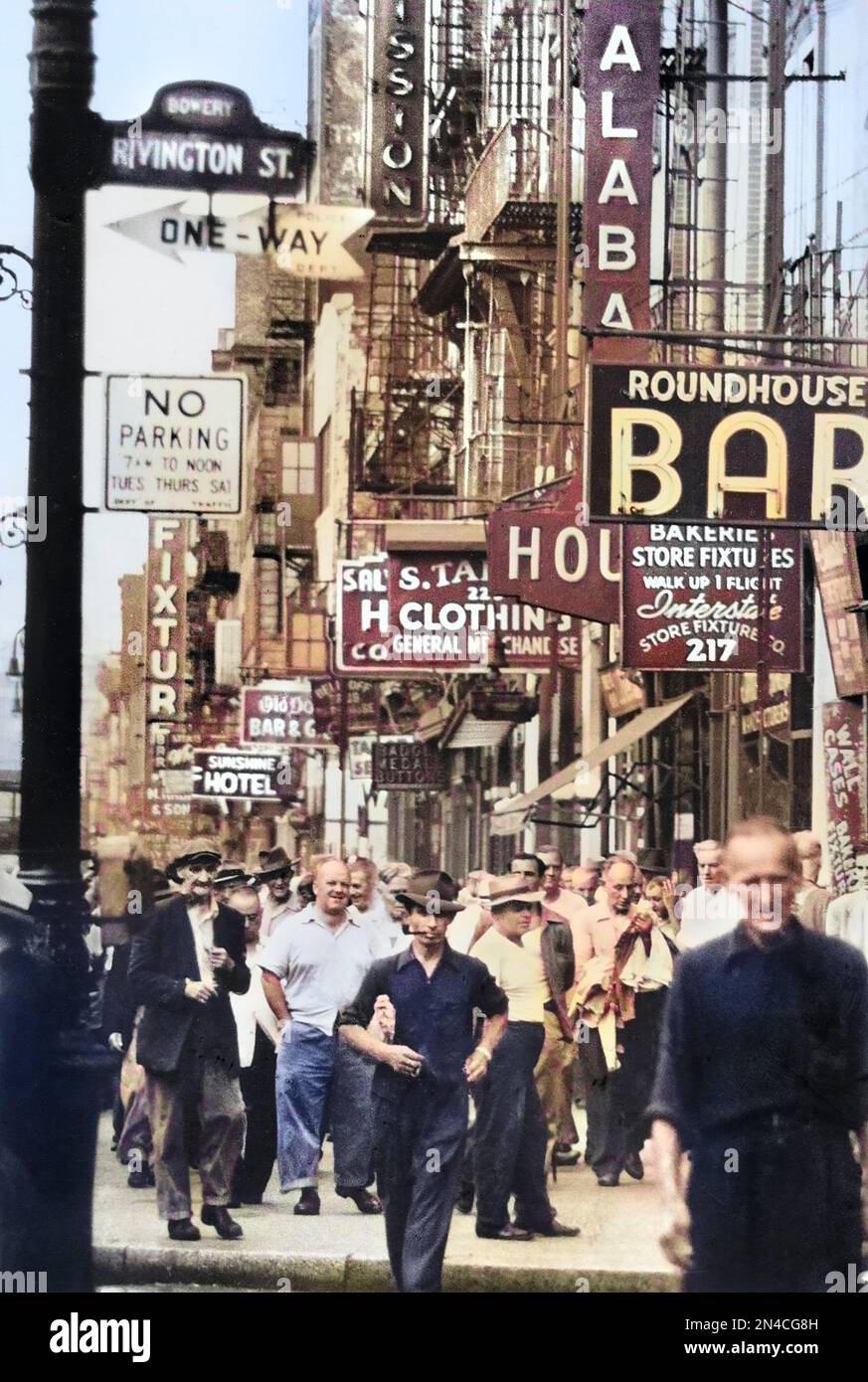 Busy Sidwalk Scene, Rivington Street and Bowery, Lower East Side, New