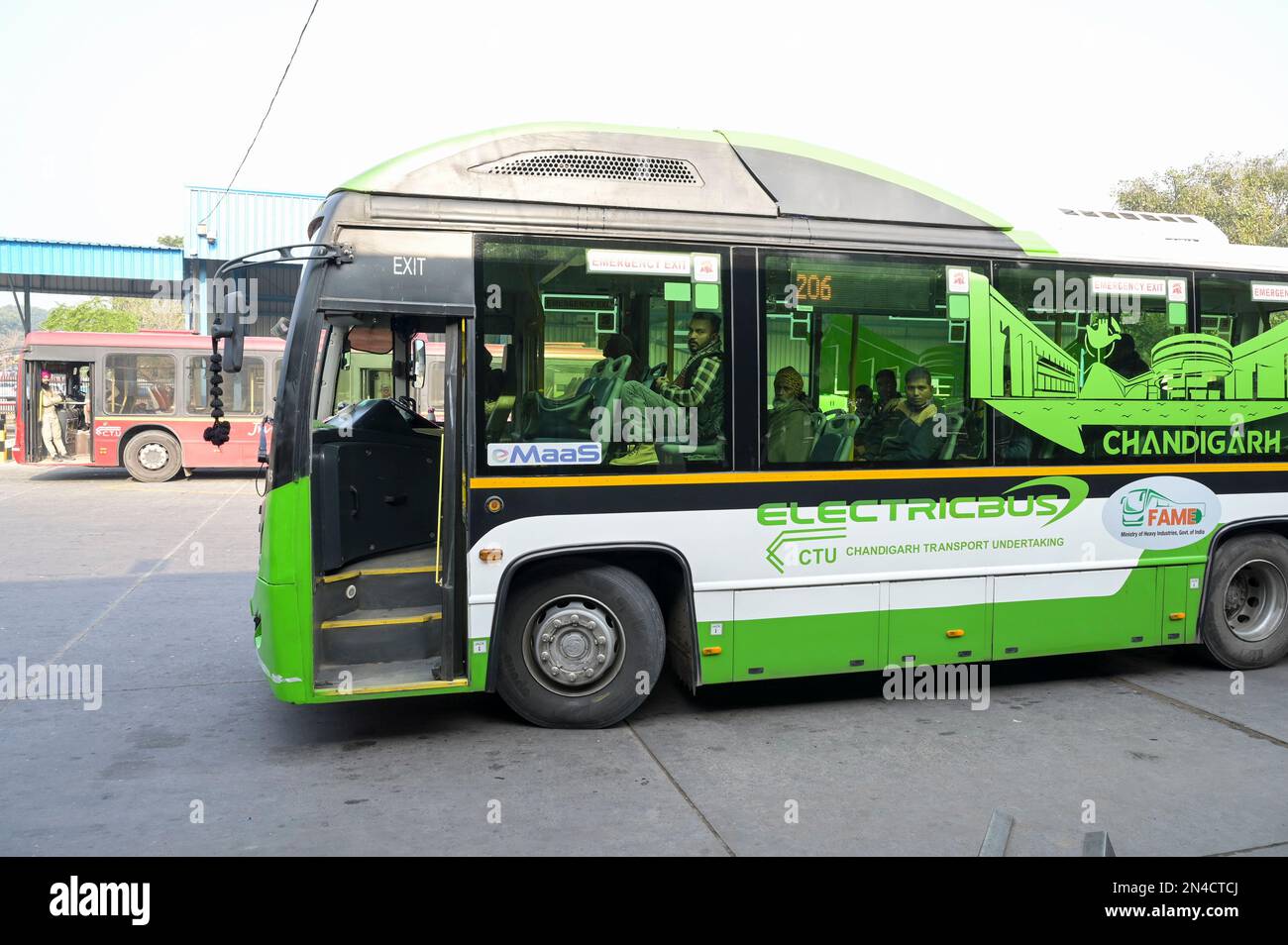 INDIA, Chandigarh, Sector 17, local bus terminal, Ashok Leyland
