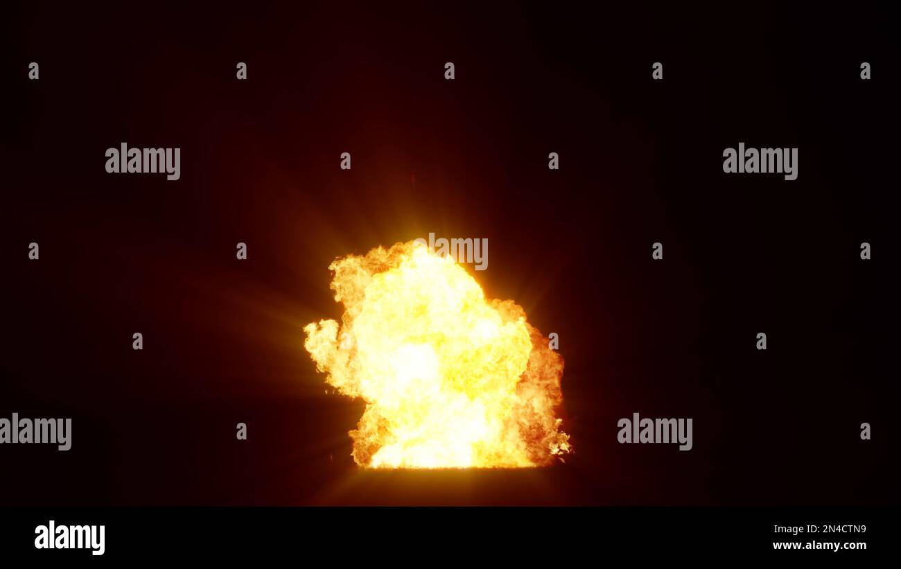 3D rendering of an impressive intense explosion on a black background ...