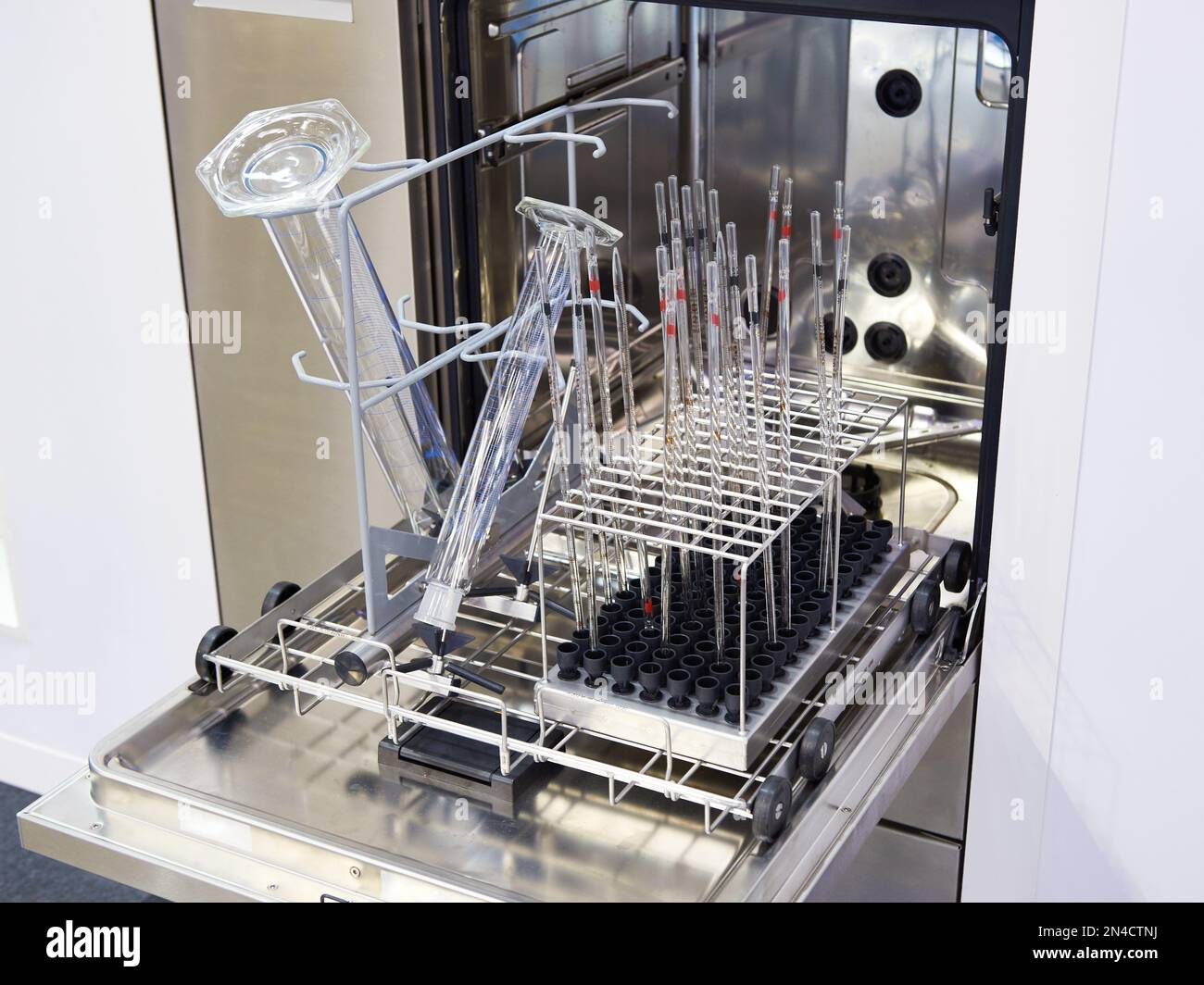 Machine for washing and disinfection of chemical glassware Stock Photo