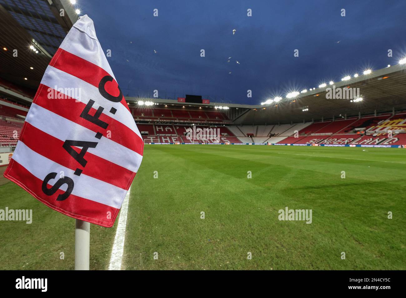 The corner flag at The Stadium of Light during the Emirates FA Cup