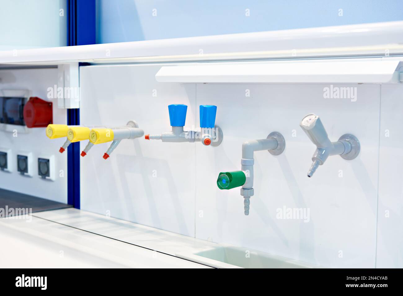 Taps in the chemical laboratory Stock Photo Alamy