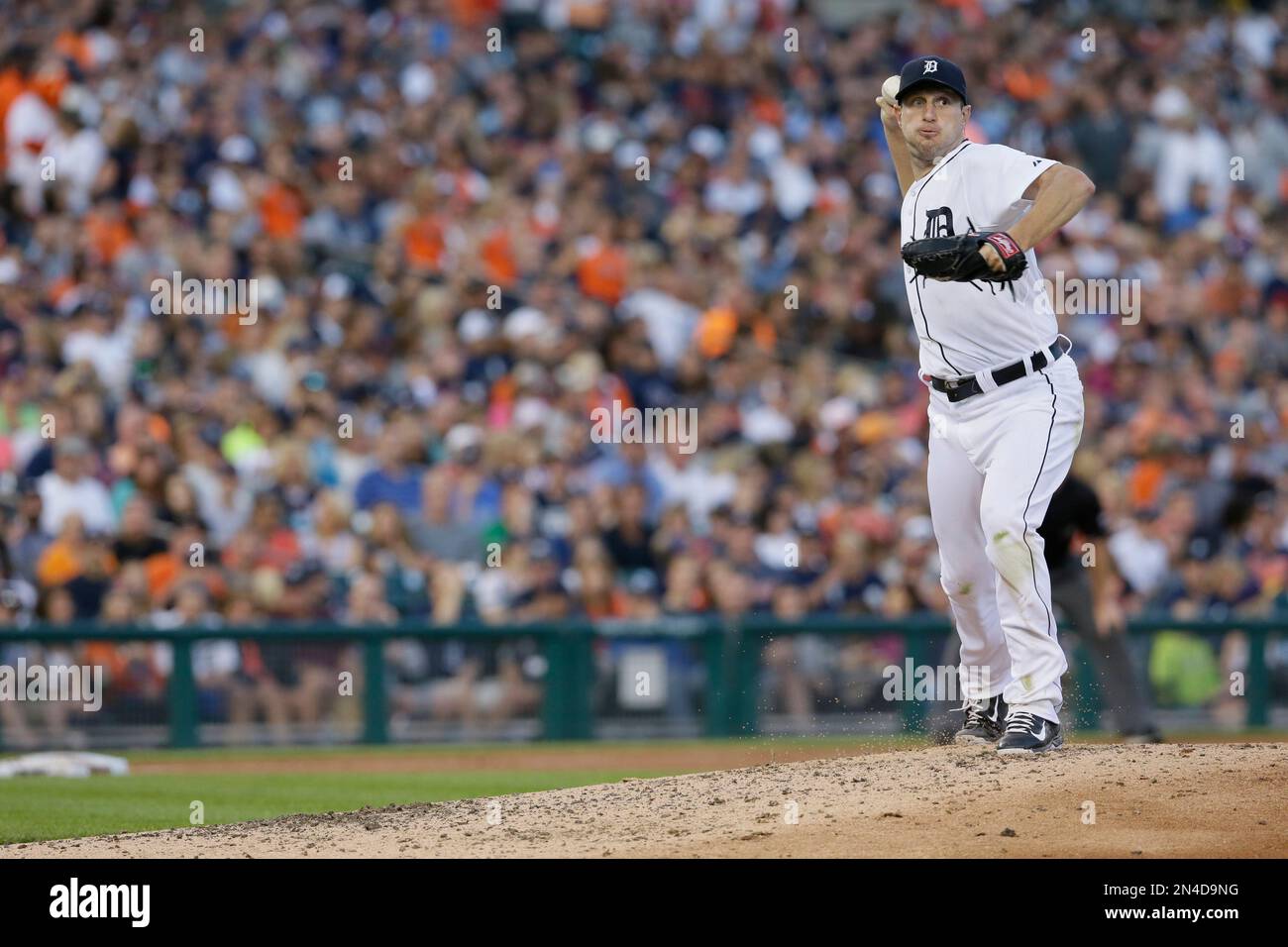 Detroit Tigers Starting Pitcher Max Scherzer Throws To First During The