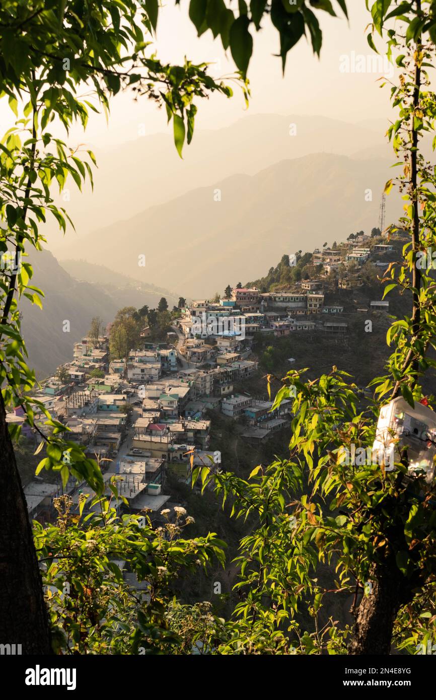 a village over a mountain Stock Photo