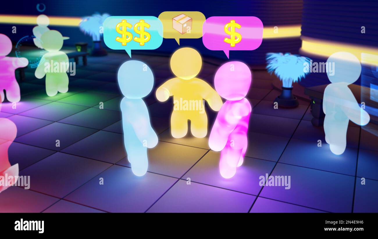 metaverse avatars conversationing and trading goods online - industrial ...